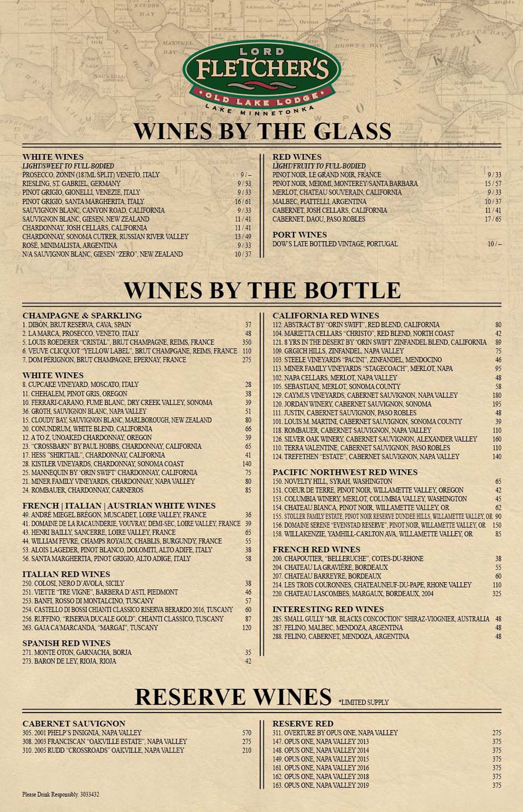 Wine Menu