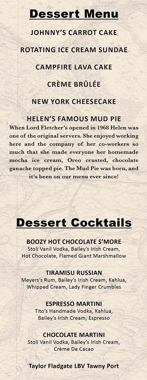 Lord Fletcher's Desserts