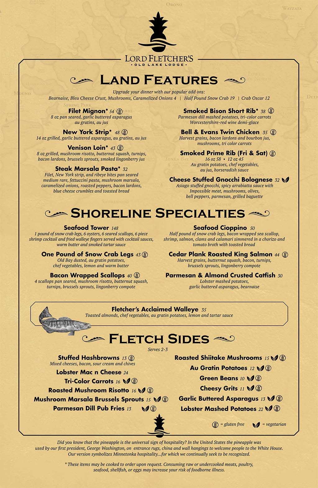 Lord Fletcher's Main Dining Room Menu Page 2