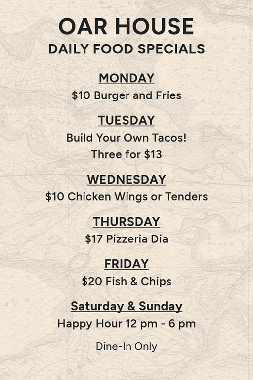 Lord Fletcher's Oar House Specials